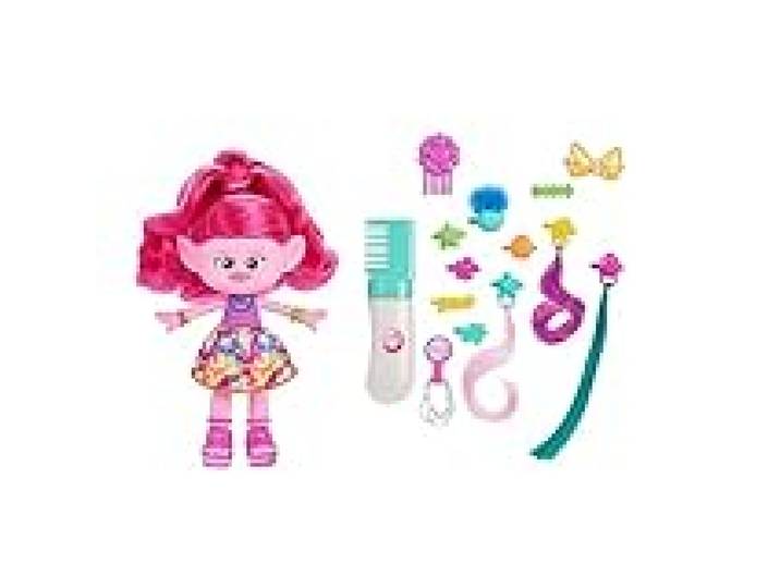Mattel Trolls 3, Poupée Poppy Cheveux Paillettes, Avec plus de 15 accessoires, Jouet Enfant, A Partir De 3 Ans, HNF25