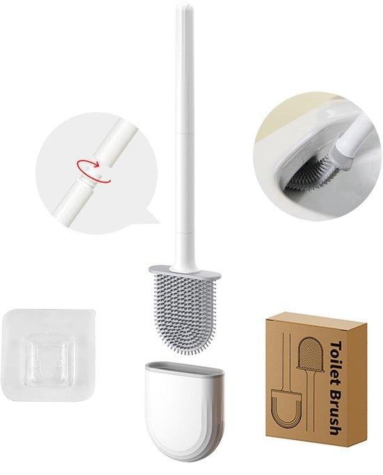 Hygiënische siliconen toiletborstel met wandmontage, wit