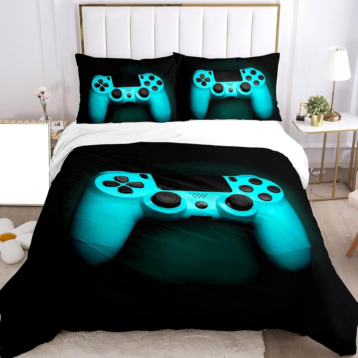 Kinder Dekbedovertrek Set met Gamepad Print - Microvezel Beddengoed voor Jongens en Meisjes