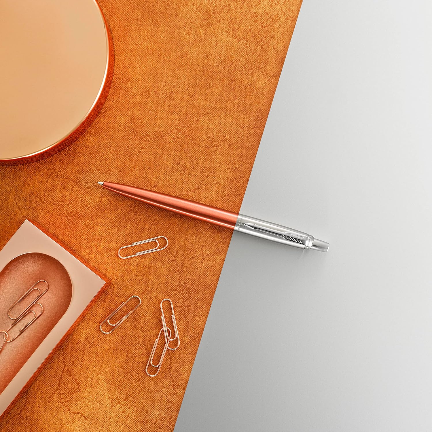 Parker Jotter Ballpoint Pen – Chelsea Orange with Chrome Trim – Medium Point – Blue Ink