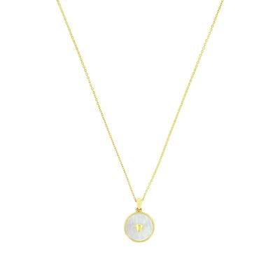 Kette mit Anhänger AMOR "Herz", gold (gelbgoldfarben, perlmuttfarben), Halsketten, Damen, Silber 925 (Sterlingsilber), L: 45 B: 1mm, mit Perlmutt, B:1mm