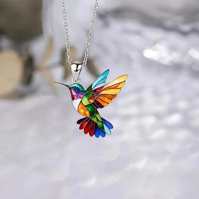 bunte Kolibri-Ohrringe, 2D-Vogel-Ohrhänger aus Acryl, modischer Retro-Schmuck für Frauen, 2024 neue trendige Statement-Ohrringe