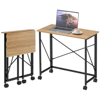 MODFU Klappschreibtisch aus MDF und Stahl, Oak, 80 x 40 cm, mit Rollen