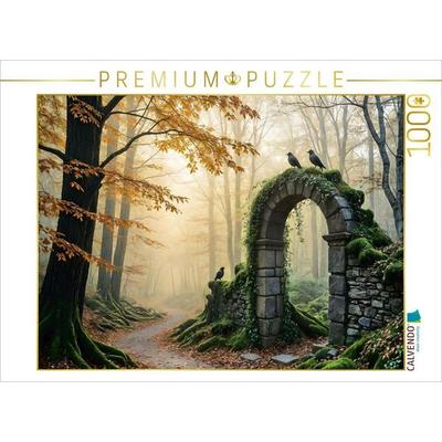 CALVENDO Puzzle Die Wächter der Stille - Raben über der alten Ruine | 1000 Teile Lege-Größe 64x48cm Foto-Puzzle für glückliche Stunden