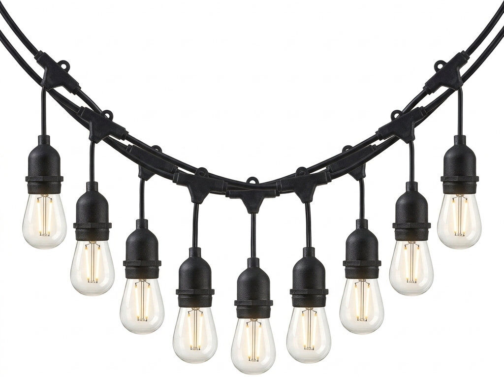 Dakota Fields Ener-J LED Filament Festoon String Light Kit 10.2m Warm White includes 10 x 2W Filament LED Lamps Black 102cm L