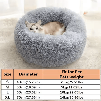 Inspire Curations CozyCalm Plush Donut Pet Bed For Cats & Small Dogs gray Mc xl(70x70cm)