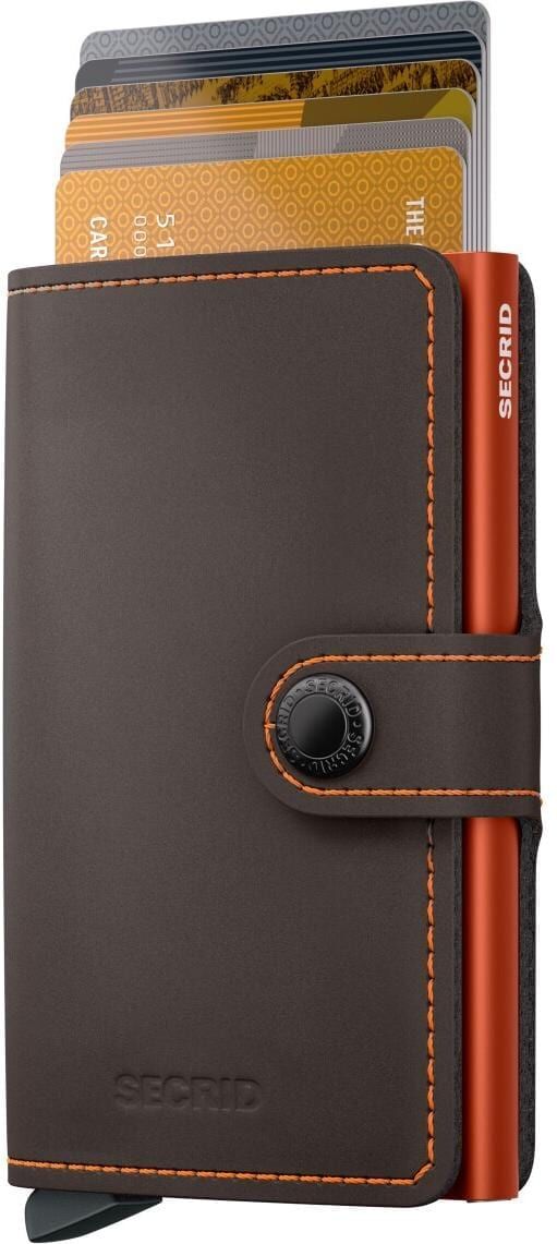 Geldbörse SECRID "Miniwallet", Herren, braun (dunkelbraun, orange), Leder, Kleinlederwaren Geldbörse dunkelbraun, orange Einheitsgröße