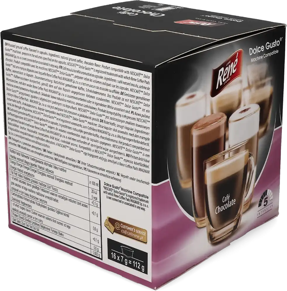 Café René   Café au Chocolat - 16 Capsules de café pour Dolce Gusto - Café noir - Café Chocolat - Compatible Dolce Gusto
