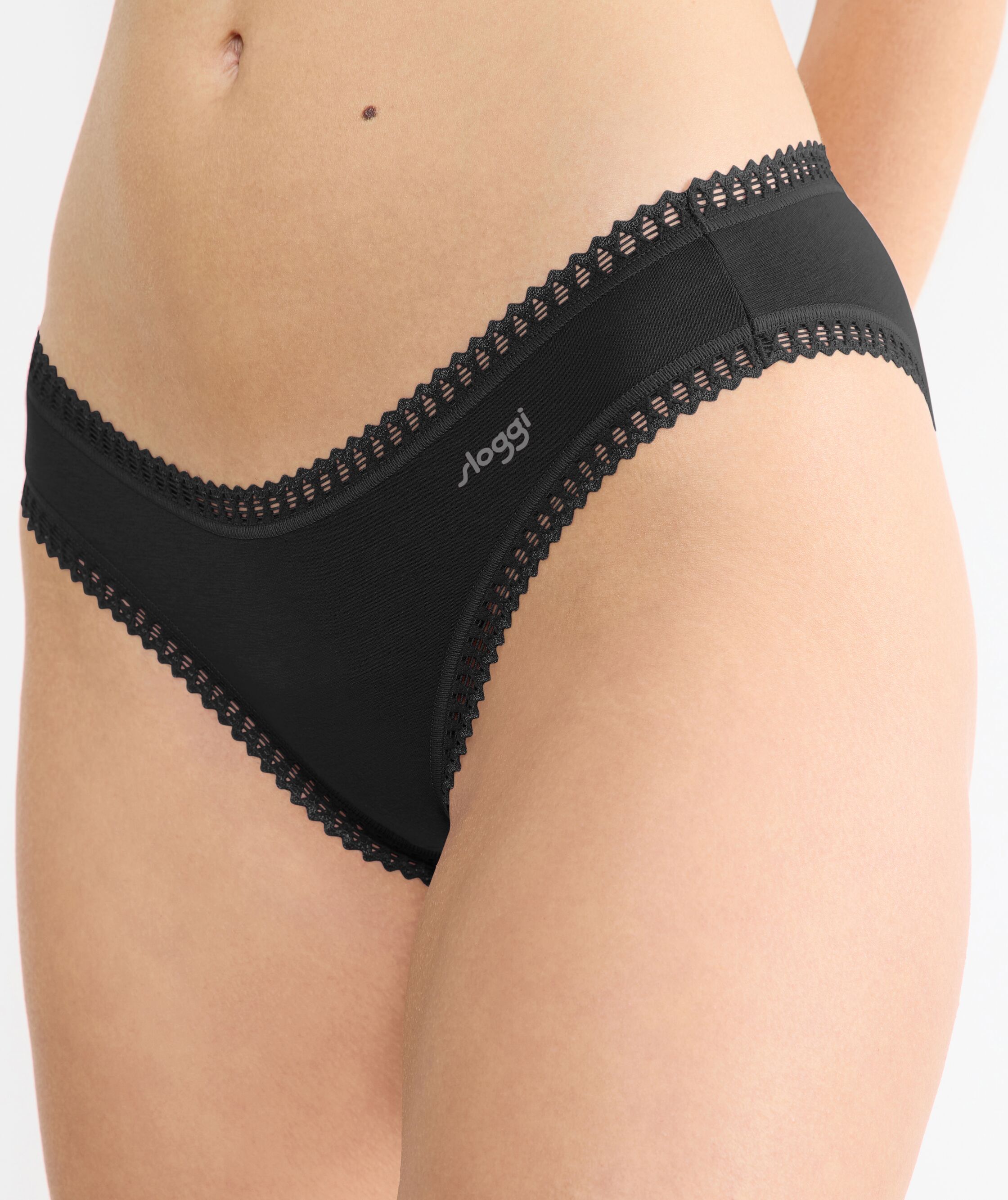 Minislip SLOGGI "GO Crush", Damen, Gr. XXL, Single Jersey, schwarz, Single Jersey, Obermaterial: 95% Baumwolle, 5% Elasthan, gemustert, unifarben, körpernah, Unterhosen Minislip, dehnbare Spitzendetails, Cotton-Mix
