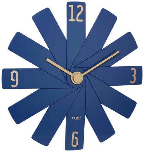 TFA Dostmann 60.3020.06 Quarz Wanduhr 40mm x 3.7mm x 40mm Blau, Mitternachtsblau Leisegang-Uhrwerk