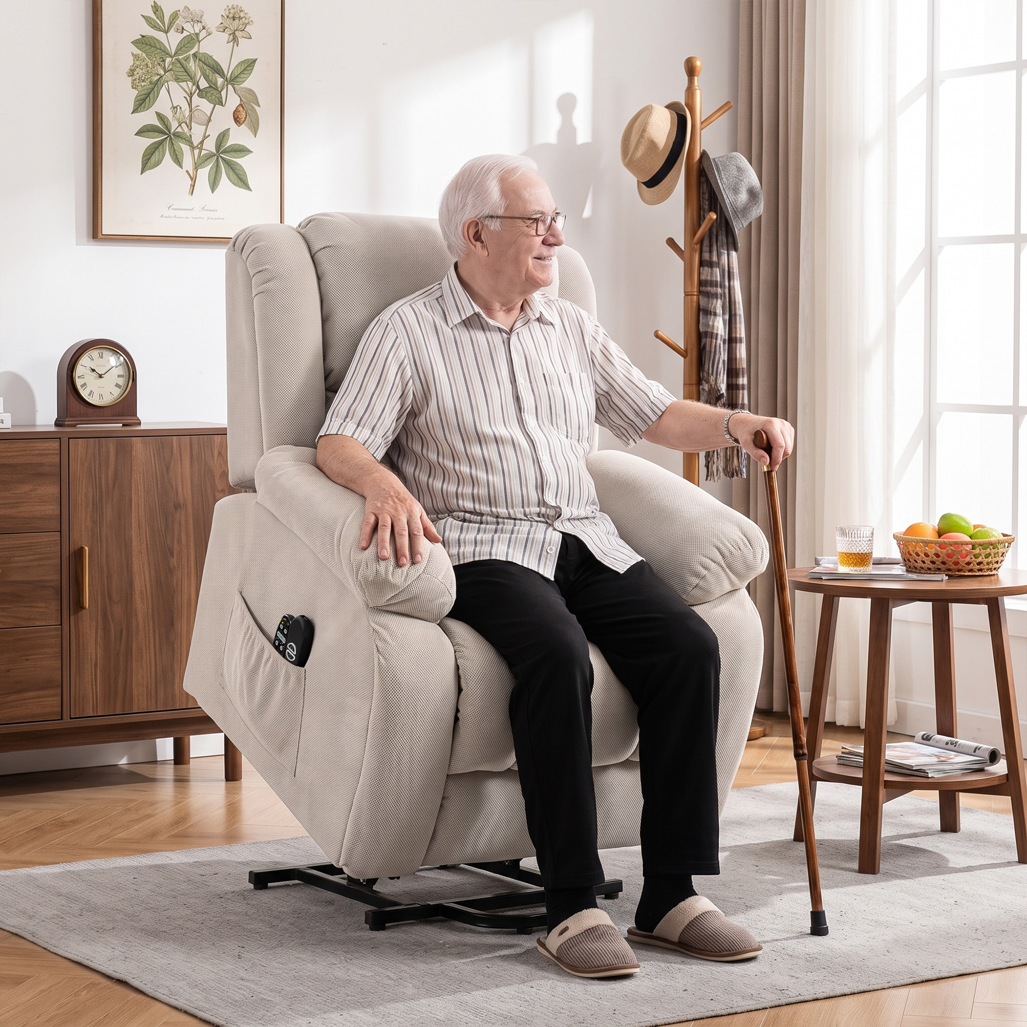 Homcom Poltrona Elettrica Alzapersona Reclinabile 150°, Seduta Ampia, Massaggiante, Riscaldata, Velluto, Beige   Aosom Italy