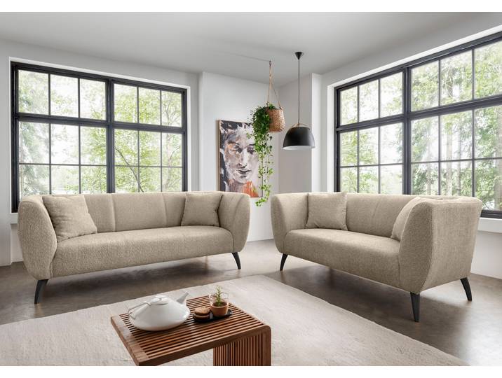 Polstergarnitur HOME AFFAIRE Colori modern und bequem, schmale Armlehnen, tolle Detailverarbeitung , beige (beige, beige), H:83cm T:88cm, 100% Polyester, Sitzmöbel-Sets, Polstergarnitur, auch als Loveseat erhältlich