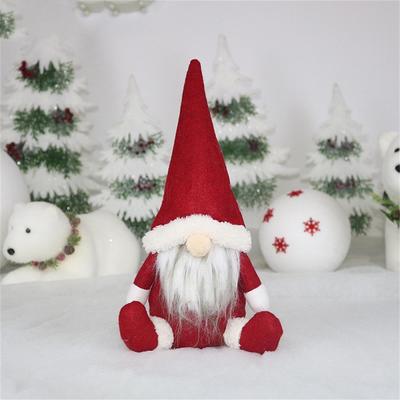 Snug & Styled Faceless Christmas Gnome Window Ornament Plush Holiday Hanging Decor red
