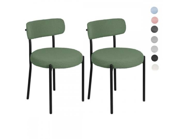 Lot de 2 Chaises salle à manger-MENGDA-Tissu Peluche-Chaises de cuisine-rembourrées-Modernes salon coiffeuse-Vert