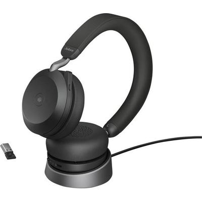Jabra Evolve2 75 Over Ear Headset kabelgebunden Schwarz Batterieladeanzeige, Mikrofon-Stummschaltung Telefon -
