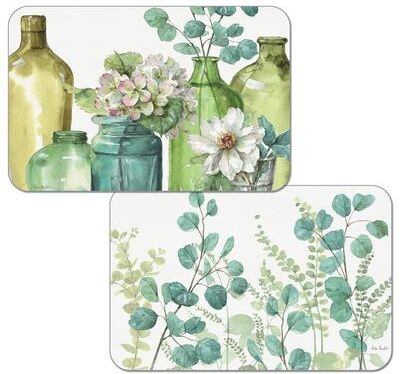 Counterart Reversible Wipe-clean Plastic Placemats Set of 4 - Greenery