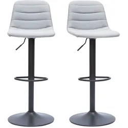 Verstellbare, drehbare Barhocker 360° aus hellgrauem Stoff und Metall (2er-Set) SAURY