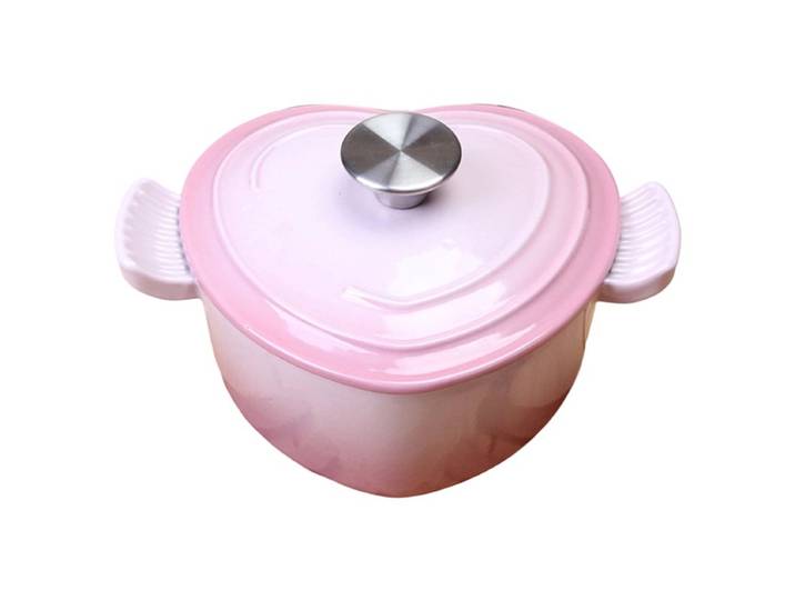 Pot à soupe émaillé en forme de coeur ABCL, pour tous les cuisinières compatibles, four hollandais en fonte de qualité supérieure avec couvercle pour la cuisson du ragoût B