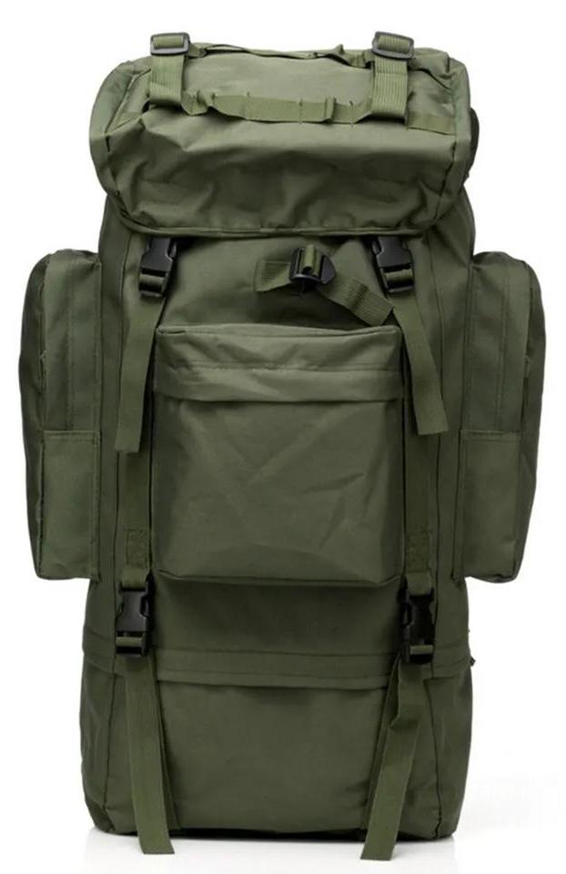 Großer taktischer Rucksack mit einem Fassungsvermögen von 65 Litern (Modell BPT10-65), olivgrün