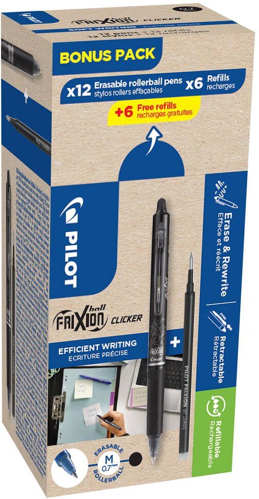 PILOT Gelpenna PILOT Frixion 0,7mm svart 12+12/fp