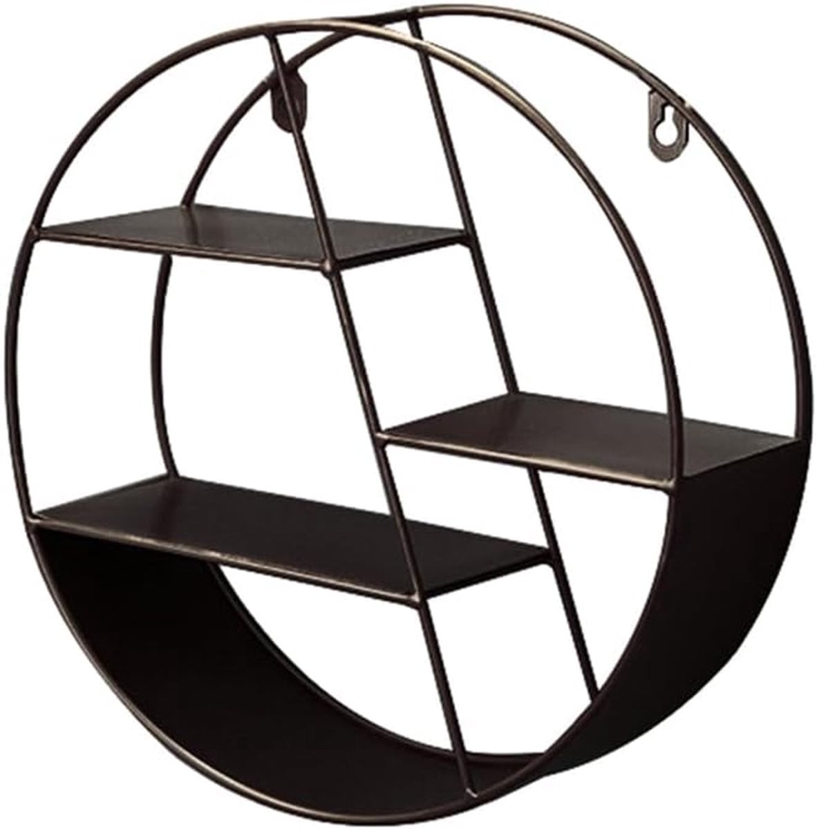 Modern Rond Wandrek Zwart - Zwevend Metaal Design Wandrek voor Decoratie en Opslag - Breedte: 335 cm