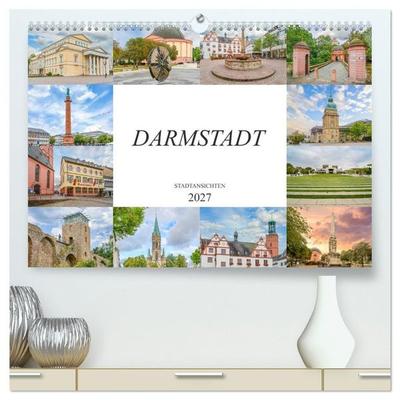 Darmstadt Stadtansichten (hochwertiger Premium Wandkalender 2027 DIN A2 quer), Kunstdruck in Hochglanz