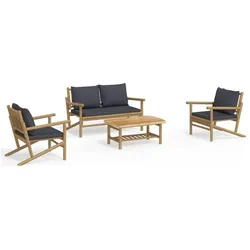 vidaXL, Gartenlounge, Yaliner (2x Stuhl + Bank + Tisch)