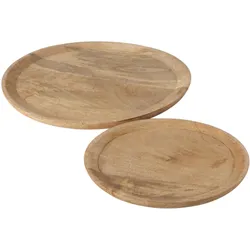 Boltze Teller Maino 2er Set Serviertablett Mango Holz ü 26-35cm Schale