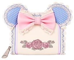 Women's Loungefly x Disney Minnie Mouse Floral and Lace Zip Around Wallet by Loungefly in Blue (Size ONE SIZE)