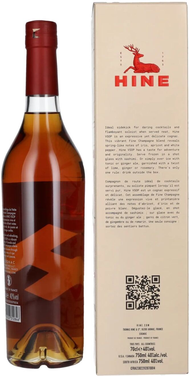 Hine Cognac H by Hine VSOP Fine Champagne Cognac Design 40% Vol. 0,7l in Geschenkbox
