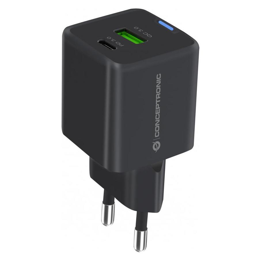 Conceptronic Ladegerät 2Port 33W,1xUSB-C,3-in-1 USB-A PD sw (33 W, 2 Ports) (ALTHEA16B)