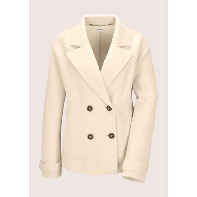 Jackenblazer MADELEINE "Wollblazer Stillvoller Zweireiher aus Schurwolle", Damen, Gr. 36, weiß (wollweiß), Obermaterial: 100% Schurwolle WV., Modern, Blazer, Zweireiher aus gekochter Wolle