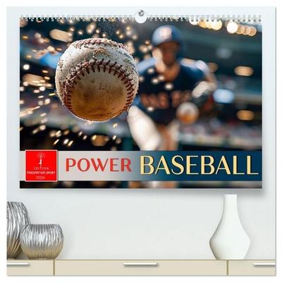 Power Baseball (hochwertiger Premium Wandkalender 2026 DIN A2 quer), Kunstdruck in Hochglanz