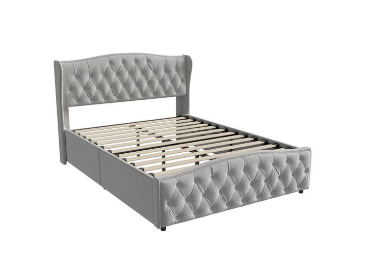 Polsterbett 140x200 cm, Grau, Hydraulisches Boxspringbett mit Bettkasten, Mode, 140x200 cm, Schlafzimmer, Betten, Polsterbetten
