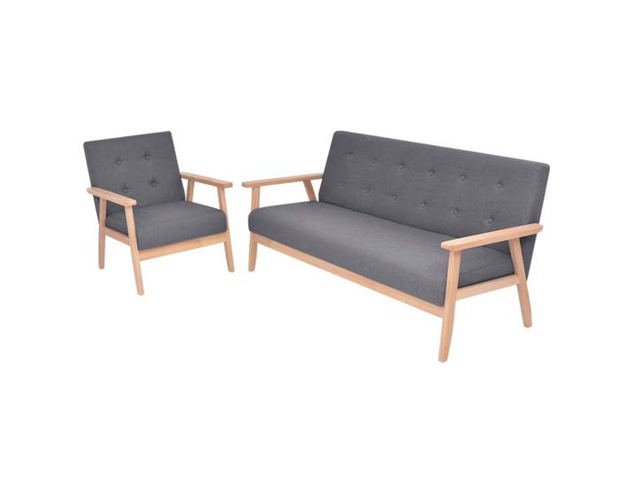 vidaXL Sofa-Set 2-tlg. Stoff Dunkelgrau