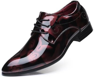 LightInthebox Men's Blue Patent Leather Lace-up Shoes with Snakeskin Pattern - Luxury Footwear for Upscale Events and Parties