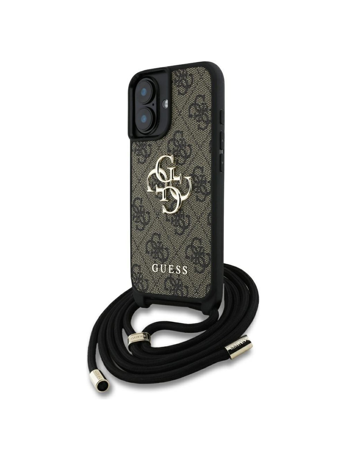 GUESS 4G Big Logo Cord Stap Crossbody Case for iPhone 16 Brown