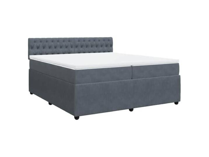 vidaXL Boxspringbett mit Matratze Dunkelgrau 200x200 cm Samt
