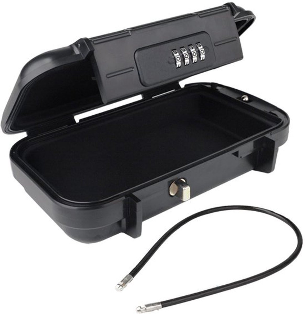 Waterdichte reiskluis met cijferslot en 54 cm afneembare kabel - Zwart - B/D/H: 23,5 x 14,1 x 6 cm