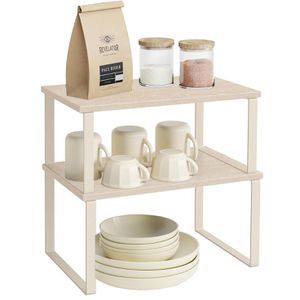 Songmics Küchenregal KCS002W02, cremeweiß, 2er Set, für Arbeitsplatte, 29,7 x 15,8 x 19,5cm