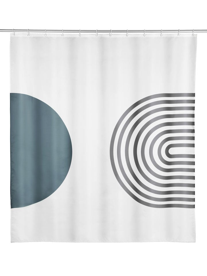 Schöner Wohnen Kollektion Duschvorhang "Orfa" in Weiß/ Grau/ Blau - (L)200 x (B)180 cm - onesize