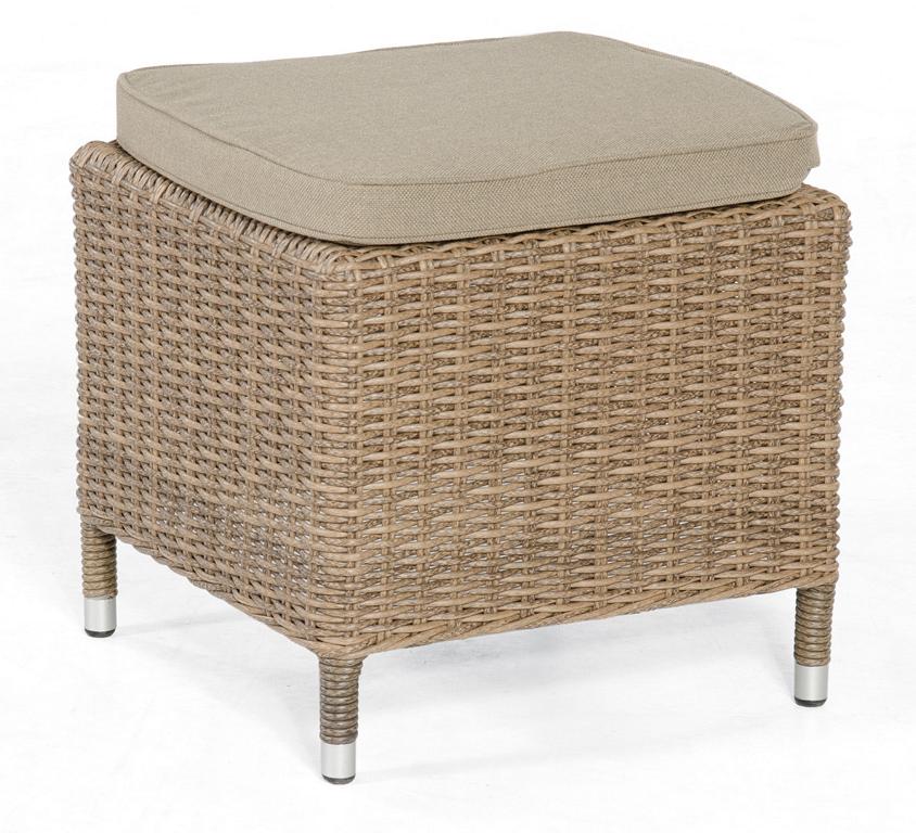 MUESING Hocker Solares Kunststoffgeflecht rustic -stream/Alu inkl. Kissen SonnenPartner 16906114