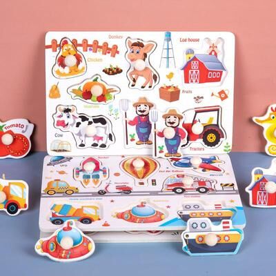 Smart Shopping Spot Handheld Montessori Baby Puzzle Matching Board Toy For Early Childhood Education With Cartoon Animals And Fruits number