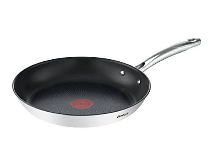 Tefal Bratpfanne G73206 28 cm Induktionsgeeignet Langlebige Antihaft-Beschichtung Thermo-Signal-Technologie Edelstahl/Schwarz