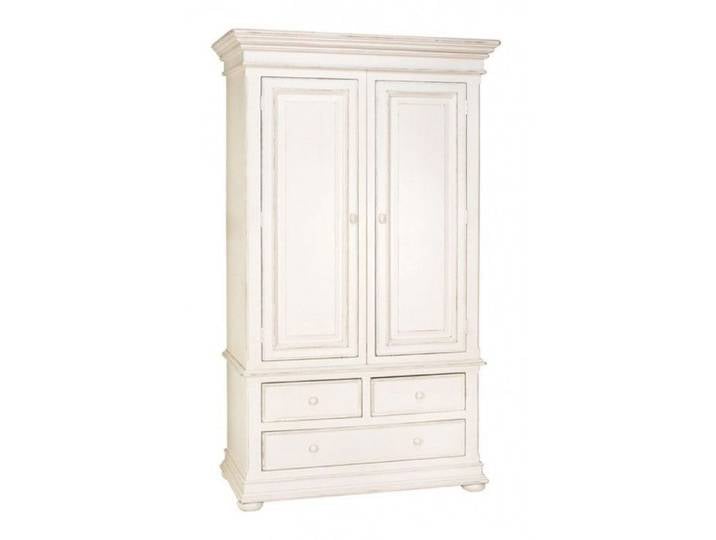 Armoire penderie blanche 2 portes 3 tiroirs - MDF - Blanc - Interior's