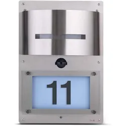 Grafner, Deckenleuchte, Edelstahl Wandlampe mit Bewegungsmelder und Hausnummernbeleuchtung 88HN Leuchte (E27)