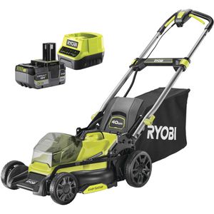 Ryobi Rasenmäher RY18LMX40C-150 ONE+, Akku, 18V / 5 Ah, mit Akku, Ladegerät & Fangkorb 50 Liter