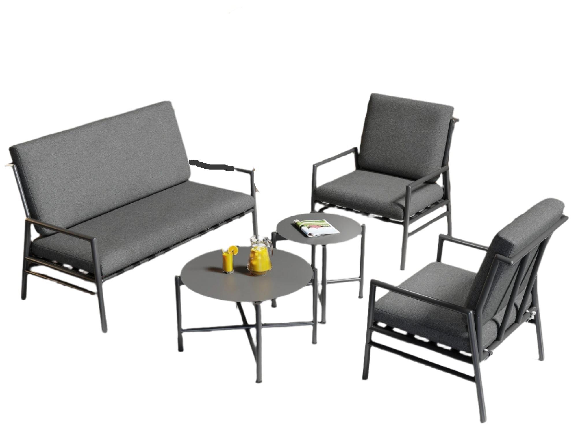 Gartenlounge-Set - Essgruppe für den Außenbereich - Lounge-Sofa - Möbel für Balkon oder Terrasse - 4-teiliges Set - Verzinkter Stahl