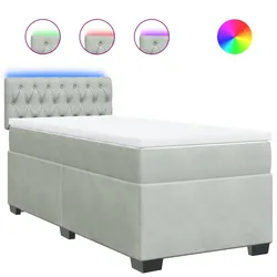 vidaXL Boxspringbett mit Matratze Hellgrau 80x200 cm Samt