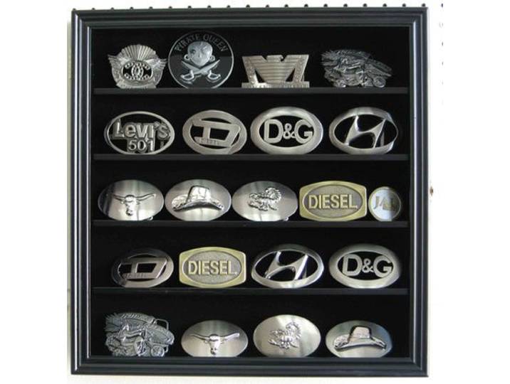 DisplayGifts 7,6 cm Gürtelschnalle Vitrine Wand Schatten Box Schrank Glastür BCLC01-BLA klein schwarz